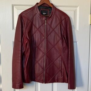 Women's Burgundy Leather Jacket